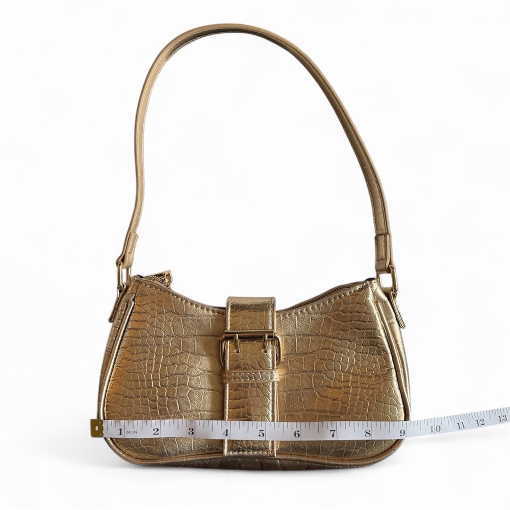 NWOT Chic Gold Crocodile-Embossed Handbag/Shoulder Bag/Purse - Picture 7 of 7